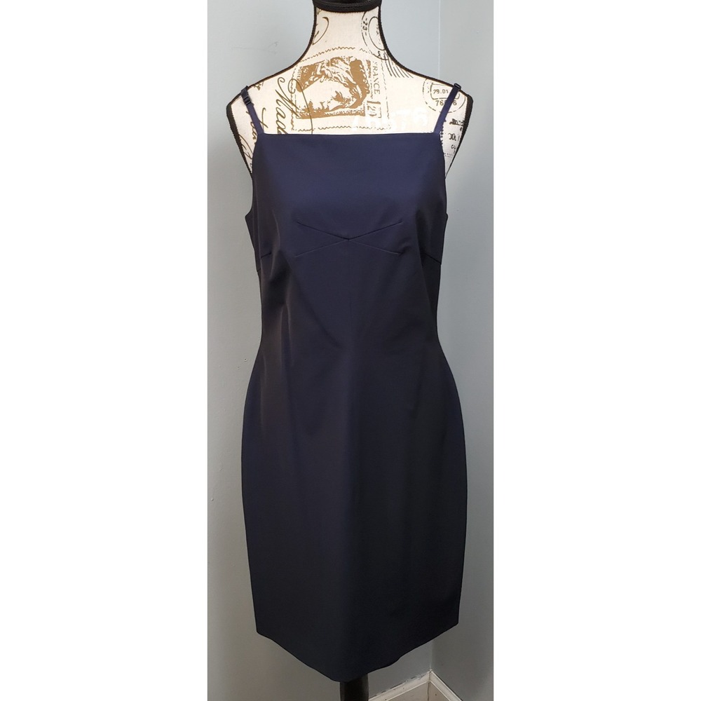 Preview Collection Sheath Cocktail Dress Womens 10 Blue Sleeveless Vent Back Zip